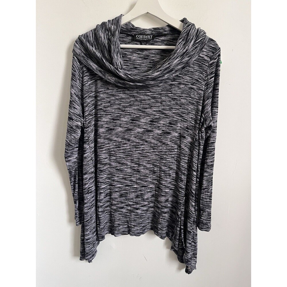 Context Cowl Neck Faux Hood Tunic Top XL/GT Soft Relaxed Coastal